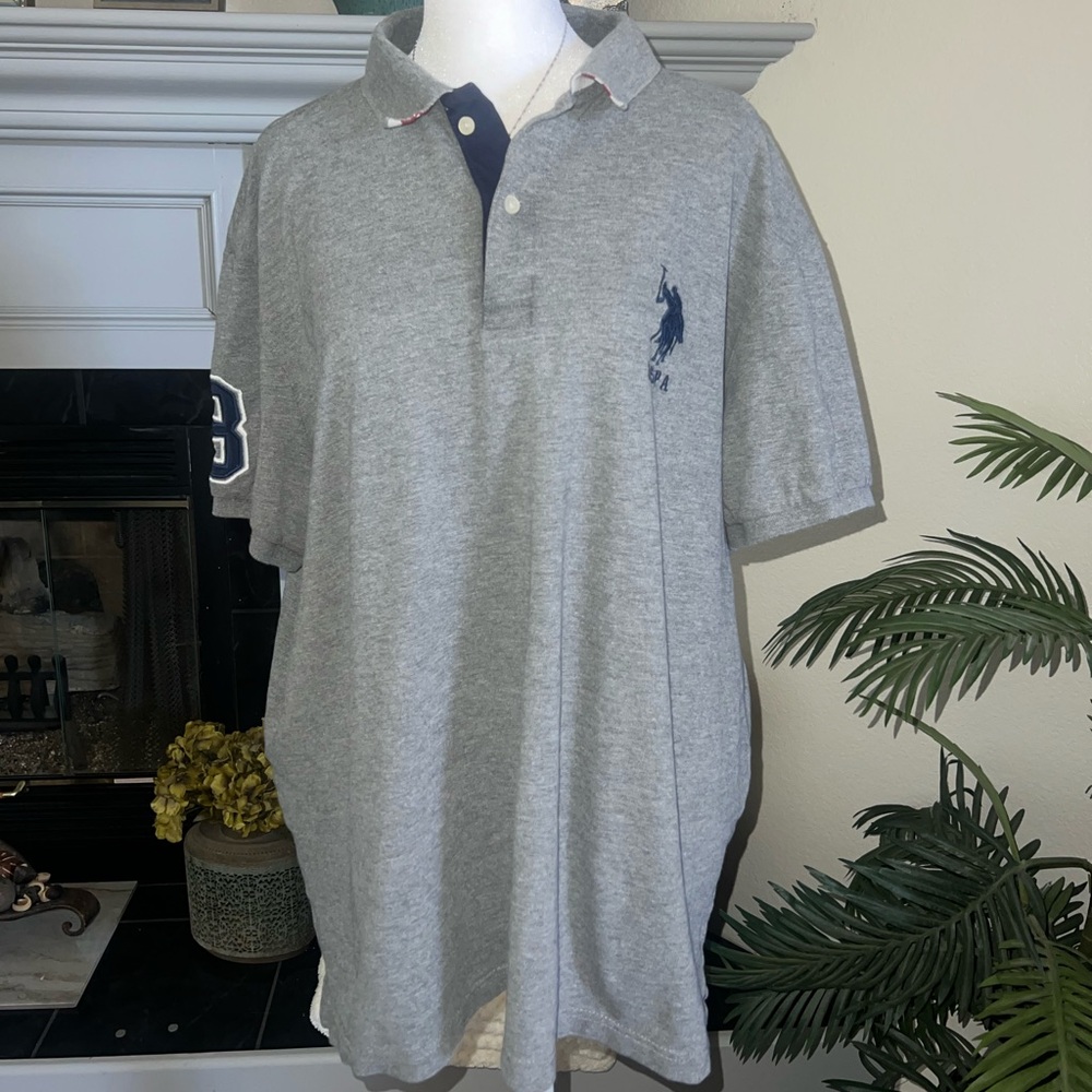 Gray Polo Association Shirt with Classic Collar Size XL